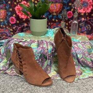 Lucky Brand Brown Ankle Booties with Open Toe